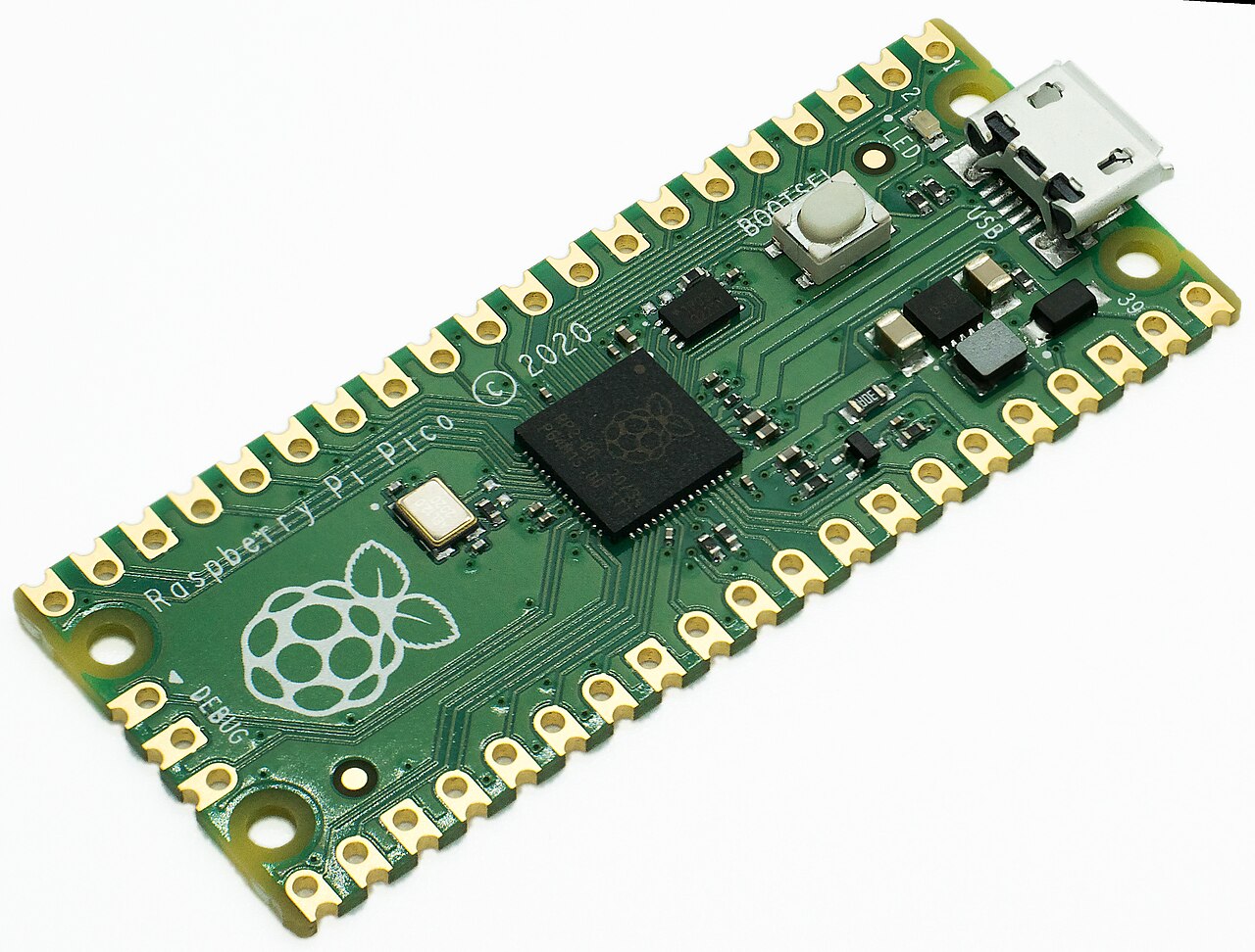 Raspberry Pi Pico (RP2040) — vista superior